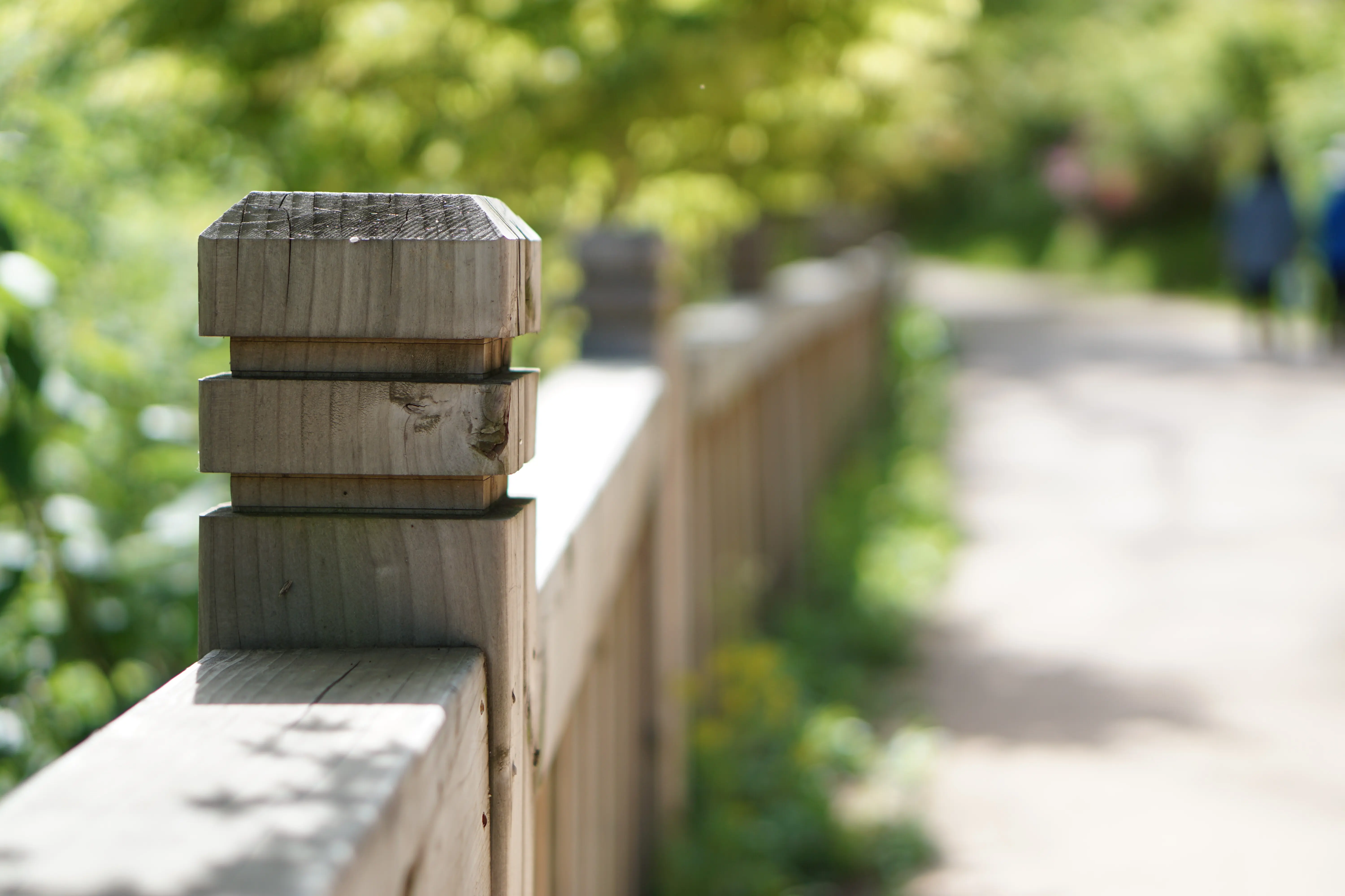 Close-up view of a wooden fence